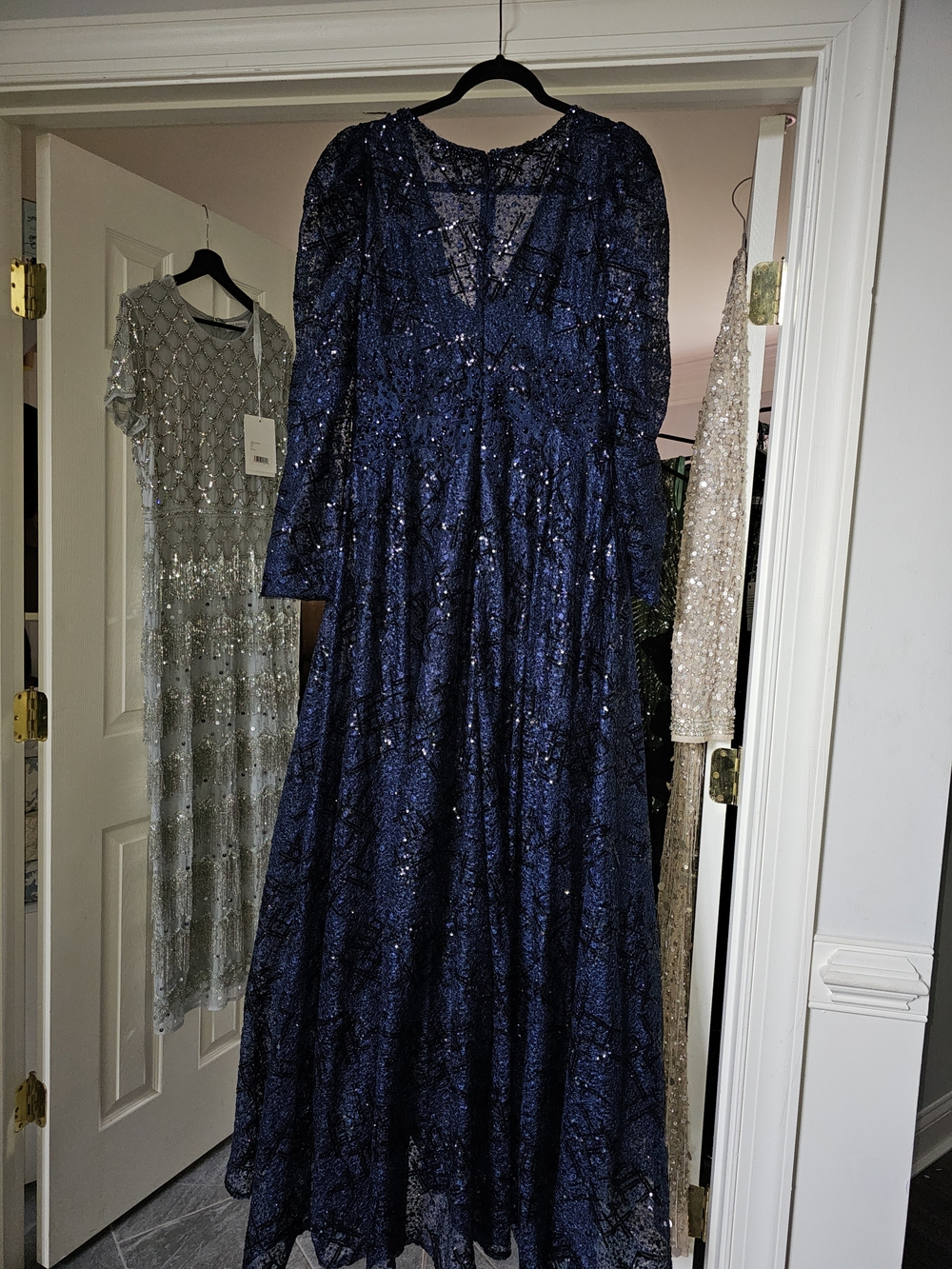 Long Sleeve Formal Lace Dress Lace Detail & Long Sleeves Mac Duggal 20353